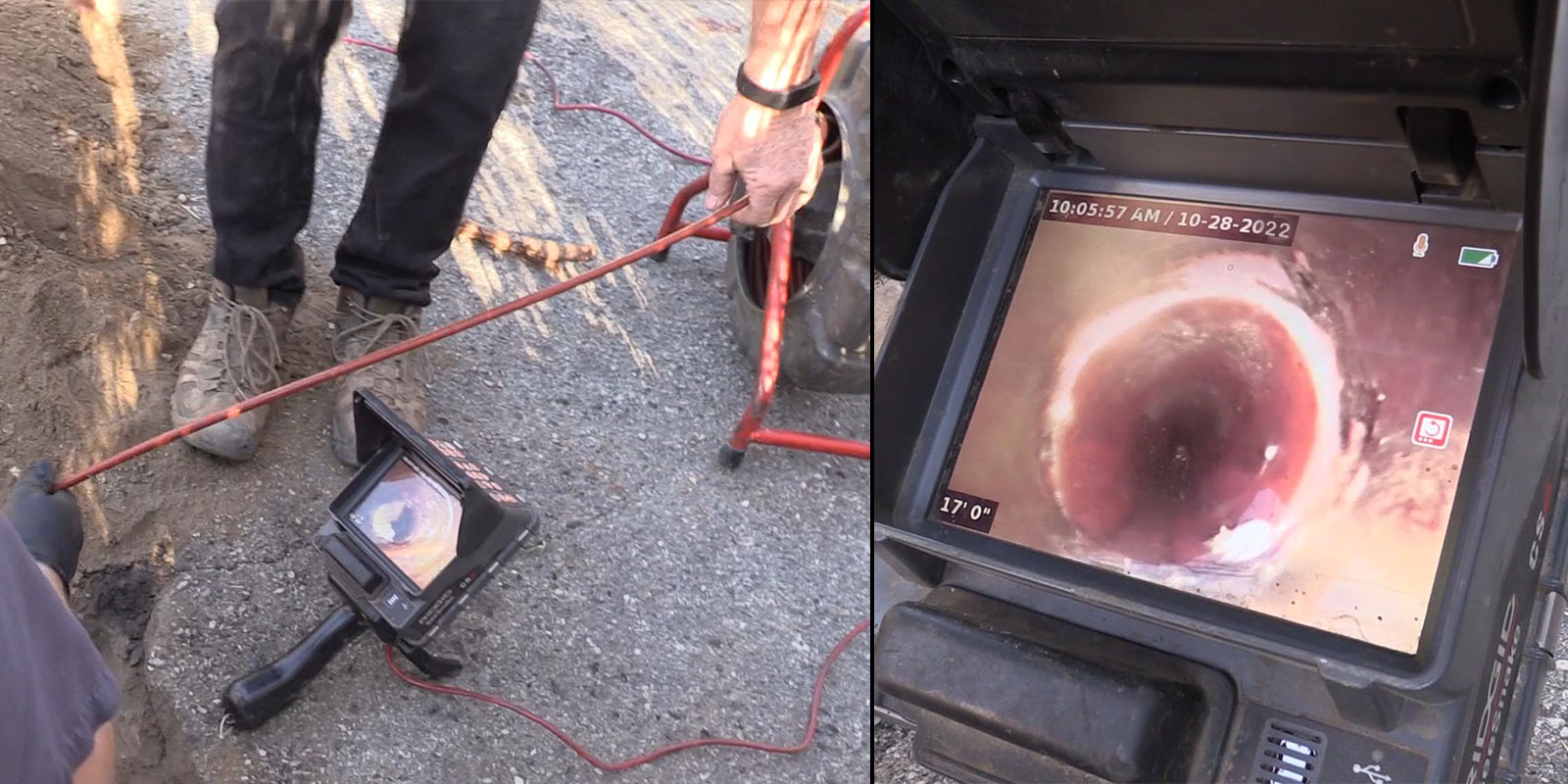 Two pictures of video camera for plumbers